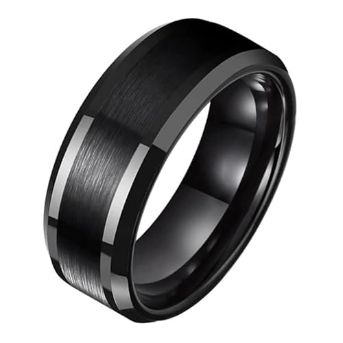 Wolfram Herren Ring schwarz gebürstet Streifen 8mm-23mm von Mendes