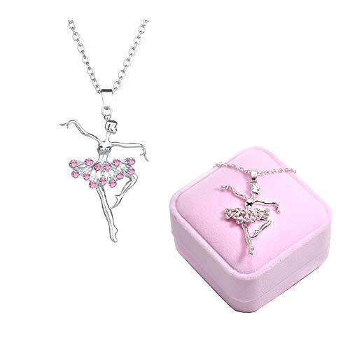 Ballerina Tänzerin tanzen Ballett Anhänger Halskette Charme Überraschung Schmuck Geschenk zum Mädchen, Frauen (Rosa) von MengCat