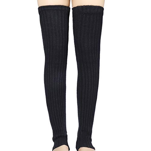 MengH-SHOP Stulpen Overknee Strümpfe Gestrickt Kniestrümpfe Winter Beinstulpen Strumpf Lange Beinwärmer Warme Socken Oberschenkel für Damen und Mädchen 1 Paar (Schwarz) von MengH-SHOP