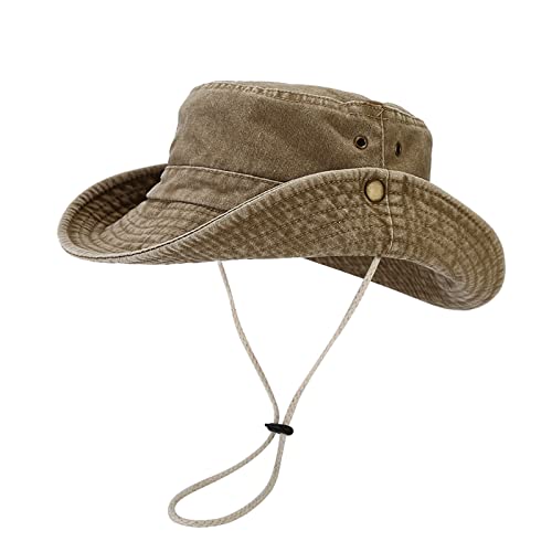 MengPa Sonnenhüte für Herren Sommer Strandhut Boonie-Hut faltbar Fischerhut für Damen Khaki EU3129A von MengPa
