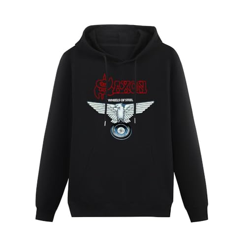 Saxon Wheels of Steel Rock Mens Hoodies Long Sleeve Pullover Loose Hoody Sweatershirt Size M von Menge