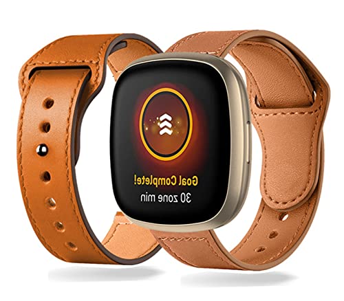 Armbänder Leder Uhrenarmband für Fitbit Versa 3 / Fitbit Sense Lederarmband mit Metallschnalle aus Edelstahl Armband für Herren Damen, Lederarmband für Fitbit Versa 3 / Fitbit Sense (B) von DESGNT