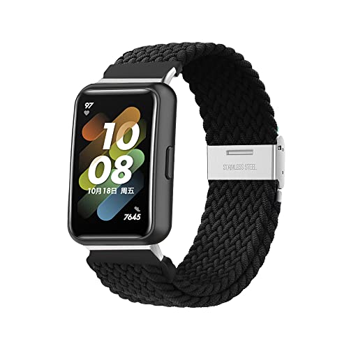 Menglo Nylon Armbänder Kompatibel mit Huawei Band 7 Armband Nylon Stoff Uhrenarmbänder für Huawei Band 7 Metall Verstellbarem Verschluss Ersatzband für Huawei Band 7 (Schwarz,Band 7) von DESGNT
