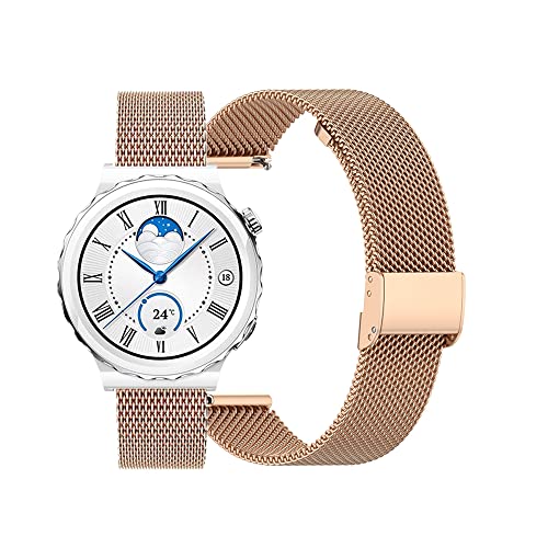 Metallarmband kompatibel mit Huawei Watch GT3 Pro 43mm Edelstahl Mesh Gewebte Uhrenarmband für Huawei Watch GT 3 Pro 43mm Metall Ersatzband Edelstahl Armband (Roségold,20mm) von DESGNT
