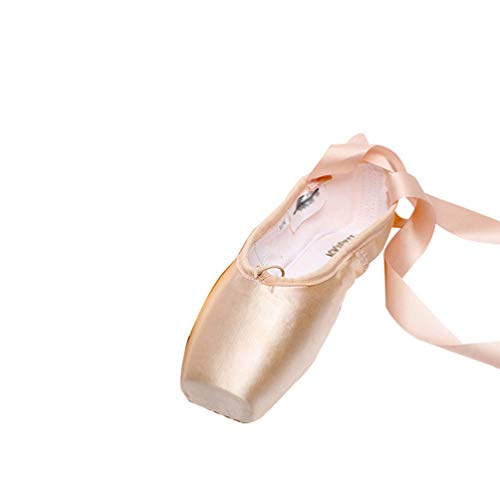 Mengmiao Ballettschuhe Spitzenschuhe Kinder Damen Gymnastikschuhe Ballettschläppchen Tanzschuhe mit Aufgenähten Bändern (Pink#1, Größe 31) von Mengmiao