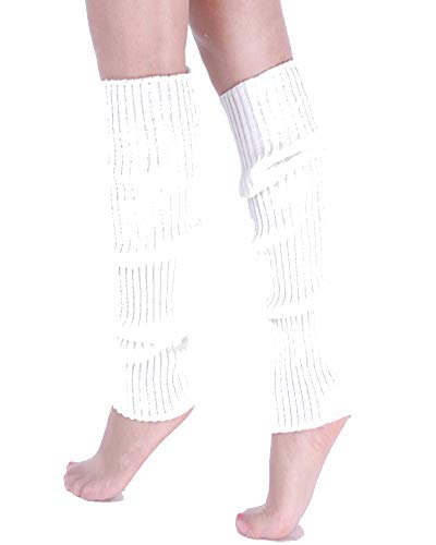 Damen Gestrickt Stulpen Beinstulpen Socken Stricken Strümpfe Weiß von Mengmiao