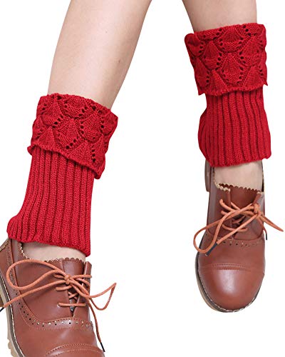 Mengmiao Daumen Stricken Stulpen Socken Gestrickte kurzer Rot von Mengmiao