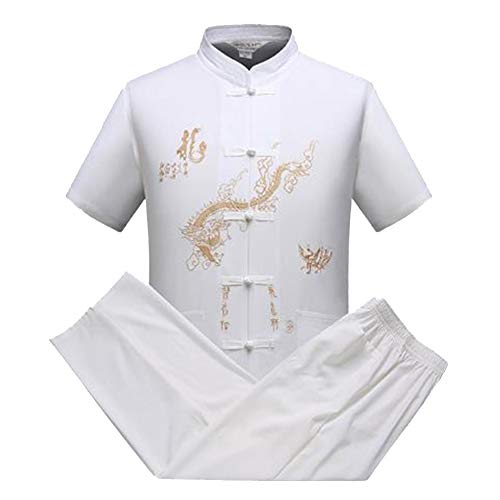 Mengmiao Kung Fu Uniform Tai Chi Kampfkunst Kleidung Wushu Anzug Trainingsanzug Tops Und Hose Weiß L von Mengmiao