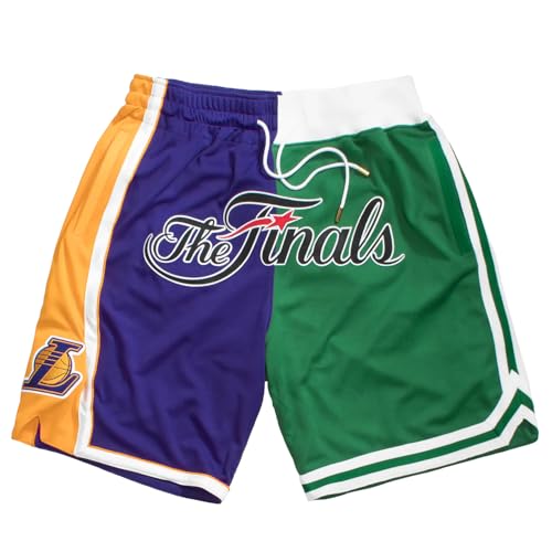 Mengmiao Lakers Shorts Herren, NBA Basketball Shorts, Atmungsaktiv und Schnell Trocknend mit Taschen, Sommer Basketball Hose für Training und Outdoor von Mengmiao