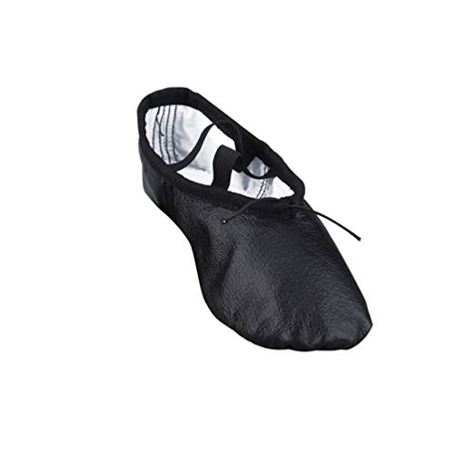 Mengmiao Tanzschuhe Trainings Schuhe Schläppchen für Kinder Damen PU Leder Ballettschuhe Gymnastikschuhe (Schwarz, Größe 27) von Mengmiao