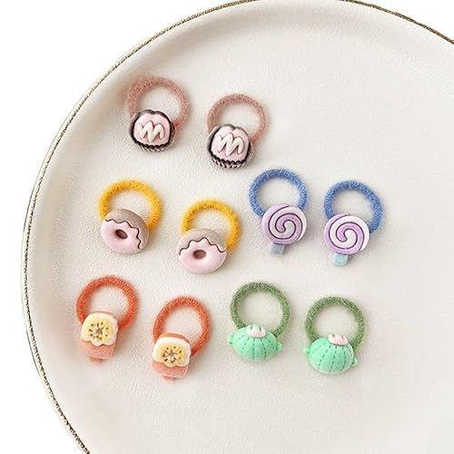 10/20 Teile/satz Baby Mädchen Niedlichen Cartoon Blume Daumen Ring Gummibänder Kinder Süße Haarbänder Kind Haar Zubehör (Color : C-10 Pcs) von Mengsiy