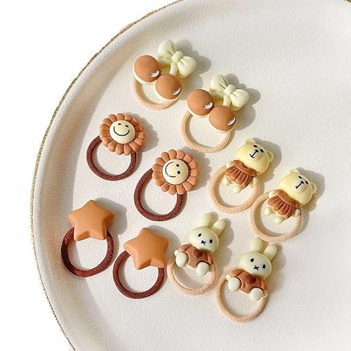 10/20 Teile/satz Baby Mädchen Niedlichen Cartoon Blume Daumen Ring Gummibänder Kinder Süße Haarbänder Kind Haar Zubehör (Color : E-10 Pcs) von Mengsiy