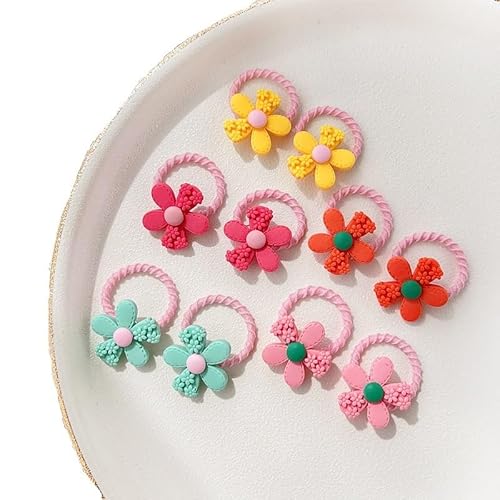 10/20 Teile/satz Baby Mädchen Niedlichen Cartoon Blume Daumen Ring Gummibänder Kinder Süße Haarbänder Kind Haar Zubehör (Color : H-10 Pcs) von Mengsiy