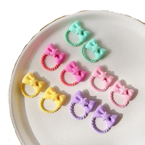 10/20 Teile/satz Baby Mädchen Niedlichen Cartoon Blume Daumen Ring Gummibänder Kinder Süße Haarbänder Kind Haar Zubehör (Color : K-10 Pcs) von Mengsiy