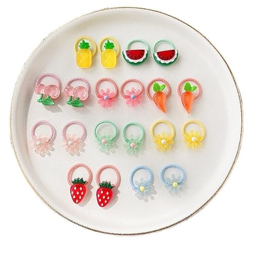 10/20 Teile/satz Baby Mädchen Niedlichen Cartoon Blume Daumen Ring Gummibänder Kinder Süße Haarbänder Kind Haar Zubehör (Color : Q-20 Pcs) von Mengsiy