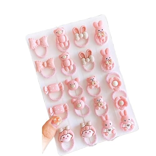 20PCS Niedliche Cartoon-Tier Kinder Elastische Haarbänder Kinder Haargummis Mädchen Haar Zubehör Baby Kopfbedeckungen (Color : 06) von Mengsiy