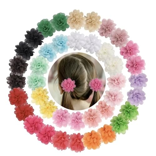 Blumen-Haargummis, 5,1 cm, Chiffon, elastisches Band, Pferdeschwanzhalter, Haarschmuck for Babys, Mädchen, Kleinkinder, Kinder (Color : 40pcs 20pairs) von Mengsiy