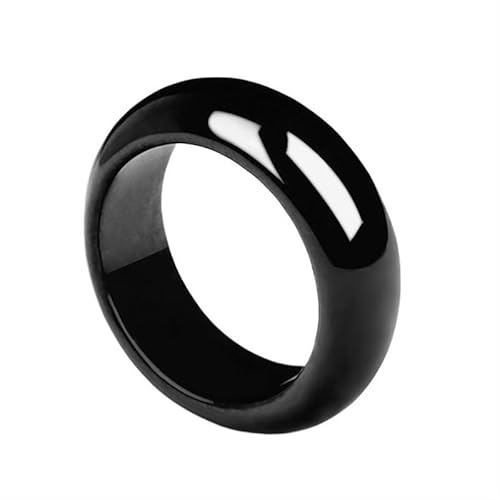 Natürlicher Jadeit-Ring aus schwarzer Jade für Männer und Frauen, Glücksschmuck, echter Stein, Jade-Bandring, schlichter Ring(21mm) von Mengsiy