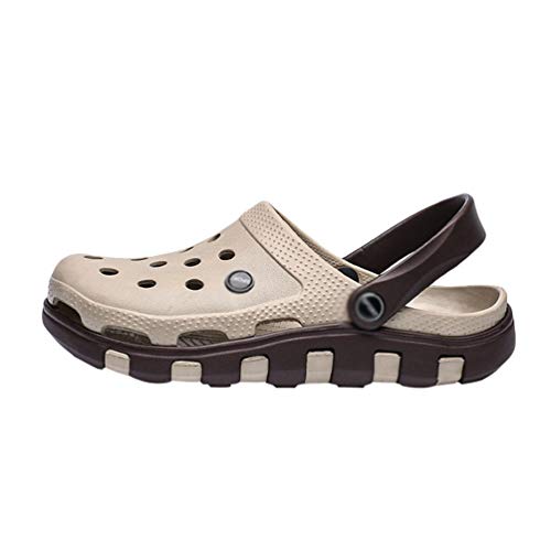 Mengyu Clogs Pantoletten Damen Herren Sommer Hohl Latschen Sport Geschlossen Sandalen Atmungsaktiv Badeschuhe Gartenschuhe (Khaki, 39 EU) von Mengyu