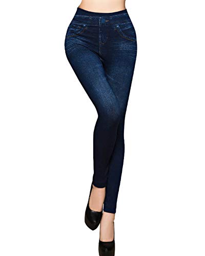 Mengyu Damen Leggings In Jeansoptik Skinny Hose Stretchhose Blau von Mengyu