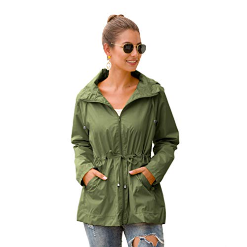 Mengyu Damen Regenjacke Windbreaker Leichte Outdoor Jacke Wasserdicht Übergangsjacke mit Kapuze Sportjacke für Frühling und Herbst (Hellgrün, M) von Mengyu