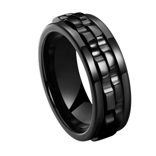 Menibeuty Anti Stress Ring, Modeaccessoires Antistress Rings Personalisierter Drehbarer Fidget Ring 8 mm, Skill Ringe für Männer und Frauen Stressabbau und Anti-Angst Stress (Schwarz) von Menibeuty