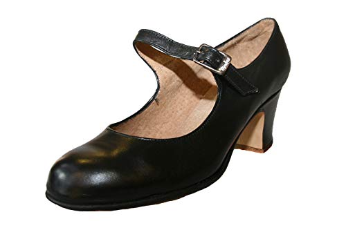 Flamenco Schuhe Einsteiger Frau Leder mit Nägeln Herren, Schwarz (schwarz), 36 EU von Menkes S.A