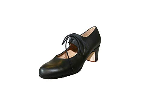 Menkes S.A Flamenco Schuhe Anfänger Sevilla Modell Leder mit Nägeln für Damen Größe 37 Schwarz von Menkes