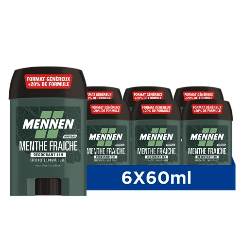 Mennen Natural Force Deodorant natürlichen Ursprungs Herren 48H Stick breit ohne Alkohol gegen Fingerabdrücke, 6-er pack von Mennen