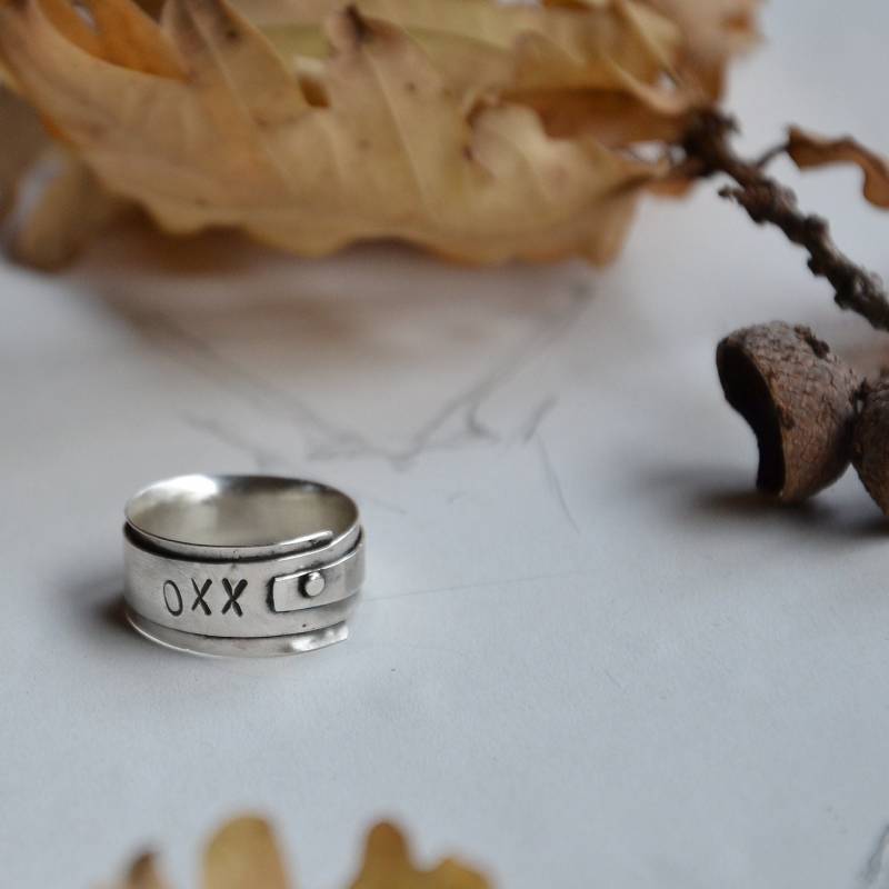 Silberband Unikat Sterling Silber Ring, Original Xxo Gestempelt Rustikal Schwarz Oxidiertes von Menno
