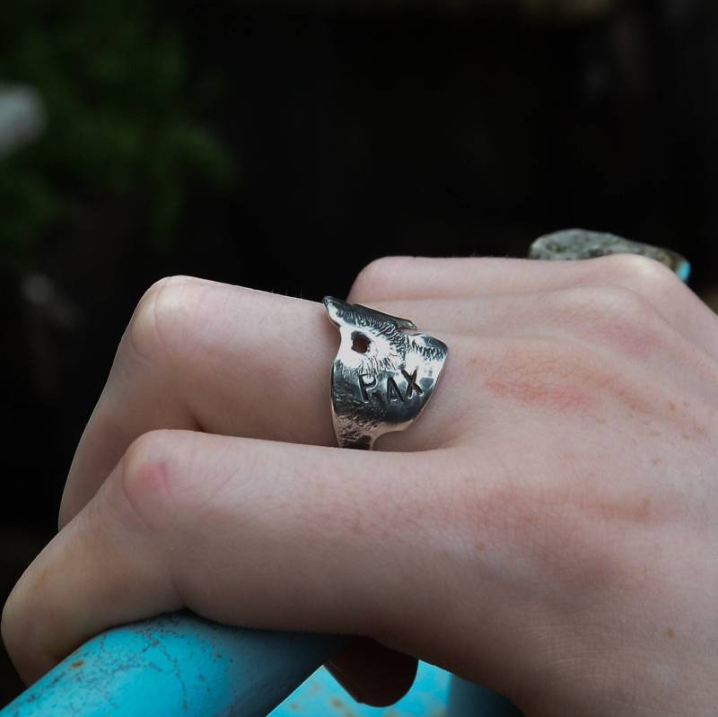 Sterling Silber Oxidierter Steampunk Pax Ring Aus Recyceltem von Menno