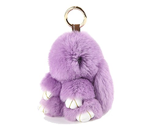 Weiche flauschige Kaninchen Schlüsselanhänger Nette Plüsch Hase Schlüsselanhänger Plüsch Hase Schlüsselanhänger Kunstpelz Schlüsselanhänger Pompom Schlüsselanhänger Dekoration (lila(13cm)) von Menocetri