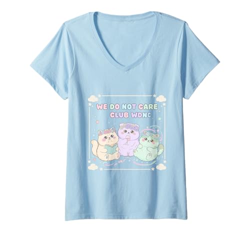 Damen Club: Süße Kawaii-Katzen vor der Menopause, We Do Not Care T-Shirt mit V-Ausschnitt von Menopause Is Hot T-Shirts For Women