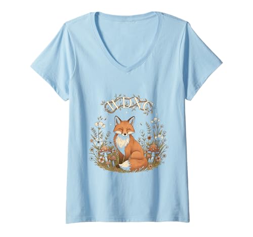 Damen Fox Pre-Menopause WDNC Boho Floral Es ist Uns egal T-Shirt mit V-Ausschnitt von Menopause Is Hot T-Shirts For Women