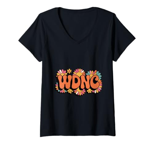 Damen Hippie Floral We Do Not Care Sarkastic WDNC Damen Wechseljahre T-Shirt mit V-Ausschnitt von Menopause Is Hot T-Shirts For Women