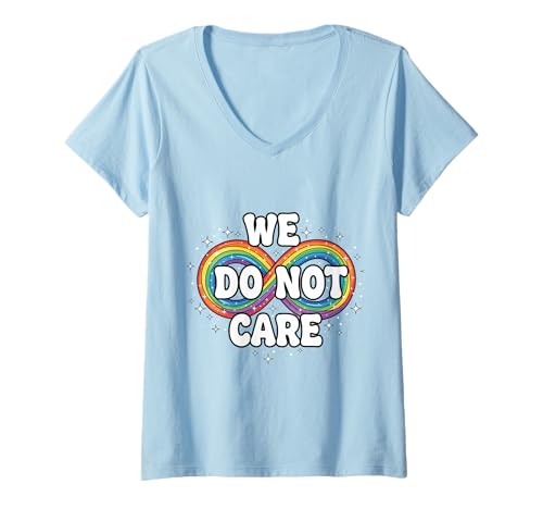 Damen Lustige Wechseljahre, Uns ist das egal, Rainbow T-Shirt mit V-Ausschnitt von Menopause Is Hot T-Shirts For Women