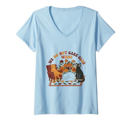 Damen Lustiger WDNC Cats Club vor der Menopause We Do Not Care T-Shirt mit V-Ausschnitt von Menopause Is Hot T-Shirts For Women