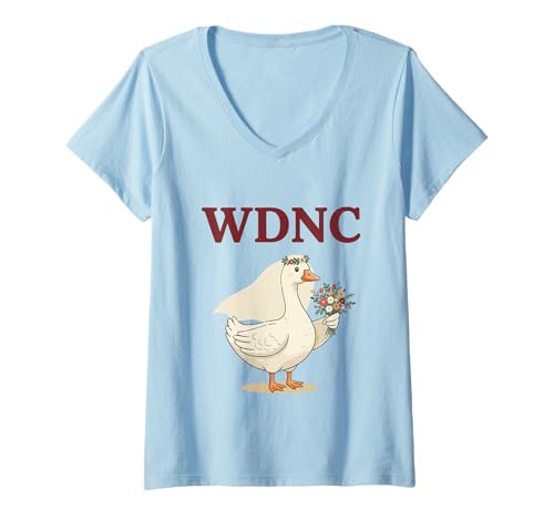 Damen Menopause WDNC Hochzeit Ente We Do Not Care T-Shirt mit V-Ausschnitt von Menopause Is Hot T-Shirts For Women
