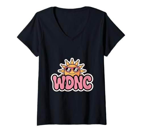 Damen Vintage Sun Menopause WDNC Sun Funny Sarcastic Club Damen T-Shirt mit V-Ausschnitt von Menopause Is Hot T-Shirts For Women