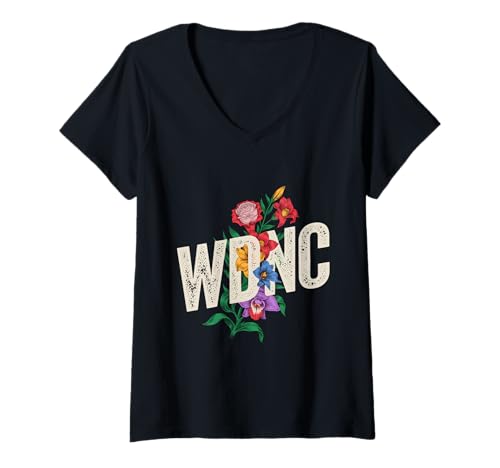 Damen WDNC Floral We Do Not Care Pre Menopause sarkastisch T-Shirt mit V-Ausschnitt von Menopause Is Hot T-Shirts For Women