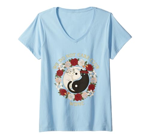 Damen WDNC Katze Menopause Yin Yang Lustig vor der Menopause T-Shirt mit V-Ausschnitt von Menopause Is Hot T-Shirts For Women