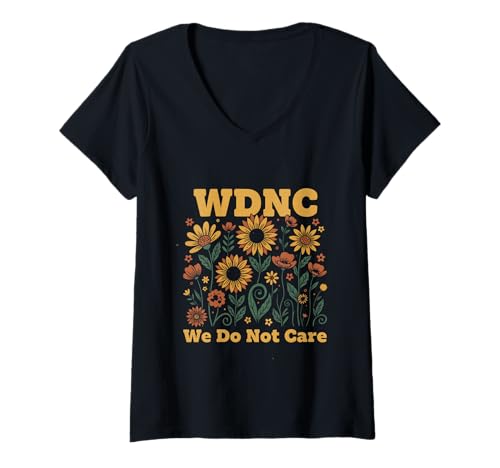 Damen WDNC Menopause Club lustige Vintage-Blumenmuster für Damen T-Shirt mit V-Ausschnitt von Menopause Is Hot T-Shirts For Women