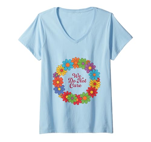 Damen WDNC WDNC We Do Not Care Lustige Blumen im Retro-Look vor den Wechseljahren T-Shirt mit V-Ausschnitt von Menopause Is Hot T-Shirts For Women