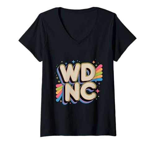 Damen WDNC We Do Not Care Club Sarkastischer Humor Frauen T-Shirt mit V-Ausschnitt von Menopause Is Hot T-Shirts For Women