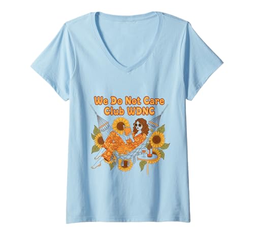 Damen We Do Not Care Club WDNC Lesebuch Boho Floral T-Shirt mit V-Ausschnitt von Menopause Is Hot T-Shirts For Women