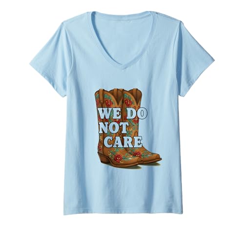 Damen We Do Not Care Cowboystiefel Menopause WDNC Floral Western T-Shirt mit V-Ausschnitt von Menopause Is Hot T-Shirts For Women