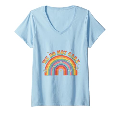 Damen We Do Not Care Menopause Rainbow Retro WDNC T-Shirt mit V-Ausschnitt von Menopause Is Hot T-Shirts For Women