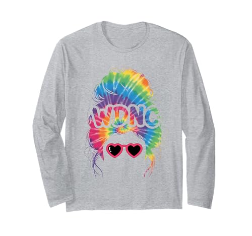 Mädchen Menopause Messy Bun WDNC Tie Dye We Do Not Care Langarmshirt von Menopause Is Hot T-Shirts For Women