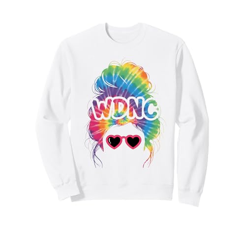 Mädchen Menopause Messy Bun WDNC Tie Dye We Do Not Care Sweatshirt von Menopause Is Hot T-Shirts For Women