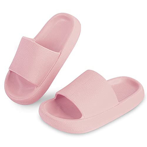 Jungen Mädchen Badelatschen Pantoletten Sommer Hausschuhe Dusch-& Badeschuhe Rutschfeste Flache Strand Sandalen Schuhe Rosa 32/33 EU von Menore